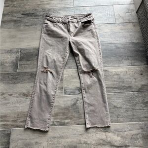 American Eagle Outfitters Light khaki Distressed Straight Leg Jeans